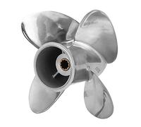 XEBRAD Hélice hors-bord for bateau en acier inoxydable RH, 9,9x9 pouces, 4 pales, 10 dents cannelées, moteur 25/30hp, boîte de vitesses 3 Pale d'hélice hors-bord marine