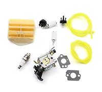XEBRAD Kit de filtre de conduite de carburant d'ampoule d'amorce de carburateur 445 450 445E tronçonneuse, for Zama, C1M-EL37B Carb 506450401 Kit carburateur 2 temps