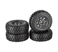 XEBRAD Lot de 4 Jantes en Caoutchouc avec Micro-Roues et pneus en Caoutchouc 49 x 18 mm for Voiture sur chenilles 1/24 RC, for Axial, SCX24 90081, for RGT(2401 Black)