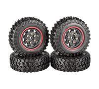 XEBRAD Lot de 4 Jantes en Caoutchouc avec Micro-Roues et pneus en Caoutchouc 49 x 18 mm for Voiture sur chenilles 1/24 RC, for Axial, SCX24 90081, for RGT(2401R Red)