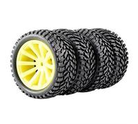 XEBRAD Lot de 4 Jantes Tout-Terrain en Caoutchouc de 75 mm et pneus hexagonaux for Voiture, for HSP, for HPI, Composants 1:10(600-7004)