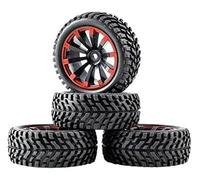 XEBRAD Lot de 4 Jantes Tout-Terrain en Caoutchouc de 75 mm et pneus hexagonaux for Voiture, for HSP, for HPI, Composants 1:10(601a-7004)