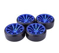 XEBRAD Lot de 4 moyeux de Roue for Voitures RC Drift 1/10, pneus à Motif Dur 1:10, for, for Traxxas, for HSP, for HPI, for Sakura, TT01, for, for Tamiya, Accessoires for Voitures RC Drift(Blue)