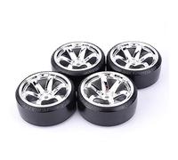 XEBRAD Lot de 4 moyeux de Roue for Voitures RC Drift 1/10, pneus à Motif Dur 1:10, for, for Traxxas, for HSP, for HPI, for Sakura, TT01, for, for Tamiya, Accessoires for Voitures RC Drift(Silver)