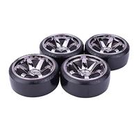XEBRAD Lot de 4 moyeux de Roue for Voitures RC Drift 1/10, pneus à Motif Dur 1:10, for, for Traxxas, for HSP, for HPI, for Sakura, TT01, for, for Tamiya, Accessoires for Voitures RC Drift(Titanium)