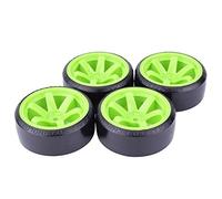 XEBRAD Lot de 4 moyeux de Roue for Voitures RC Drift 1/10, pneus à Motif Dur 1:10, for, for Traxxas, for HSP, for HPI, for Sakura, TT01, for, for Tamiya, Accessoires for Voitures RC Drift(Green)