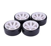 XEBRAD Lot de 4 moyeux de Roue for Voitures RC Drift 1/10, pneus à Motif Dur 1:10, for, for Traxxas, for HSP, for HPI, for Sakura, TT01, for, for Tamiya, Accessoires for Voitures RC Drift(White)