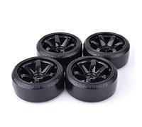 XEBRAD Lot de 4 moyeux de Roue for Voitures RC Drift 1/10, pneus à Motif Dur 1:10, for, for Traxxas, for HSP, for HPI, for Sakura, TT01, for, for Tamiya, Accessoires for Voitures RC Drift(Schwarz)