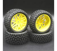 XEBRAD Lot de 4 pneus de Jante de Roue de Buggy Tout-Terrain 1/10, for HSP, for HPI, for Redcat, de Rechange, for HSP, 94166/94170/94107 66015all(Yellow)