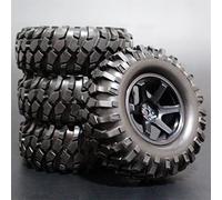 XEBRAD Lot de 4 pneus de Voiture Tout-Terrain 1/10 1,9 Pouces en Caoutchouc Super Doux de 96 mm avec Jante en métal, for Tamiya, CC01 D90 110(Schwarz)