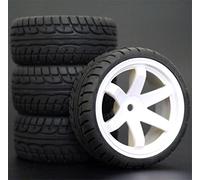 XEBRAD Lot de 4 pneus de Voiture Tout-Terrain 1/10 26 x 64 mm, Jante en Caoutchouc ABS 702, for HSP, for Tamiya, for HPI, for Kyosho, 94122 94123 D3 D4 Tt02(702-8003)