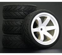XEBRAD Lot de 4 pneus de Voiture Tout-Terrain 1/10 26 x 64 mm, Jante en Caoutchouc ABS 702, for HSP, for Tamiya, for HPI, for Kyosho, 94122 94123 D3 D4 Tt02(702-6086)