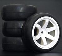 XEBRAD Lot de 4 pneus de Voiture Tout-Terrain 1/10 26 x 64 mm, Jante en Caoutchouc ABS 702, for HSP, for Tamiya, for HPI, for Kyosho, 94122 94123 D3 D4 Tt02(702-6018)