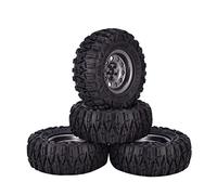 XEBRAD Lot de 4 pneus en Caoutchouc de 2,2 Pouces avec Jante en métal Gris Titane 1:10, for Axial, SCX10, for Traxxas, TRX-4 RC Rock Crawler RC Car