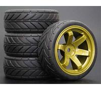 XEBRAD Lot de 4 pneus RC 1/10 et Roues ABS 26 mm avec Insert en Mousse for Voiture de Route, for HSP, for HPI, pièces de Rechange 705(705-6083)