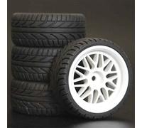 XEBRAD Lot de 4 pneus RC 1/10, Roues ABS 26 mm, Insert en Mousse for Voiture de Route, for HSP, for HPI, pièces de Rechange 1012(1008W-8002)
