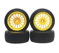 XEBRAD Pneus de Roues en Asphalte de 80 mm RC, for HPI, WR8 Rally Off Road Buggy Truck, for HSP, 1:10 94177 Jaune(4PC)