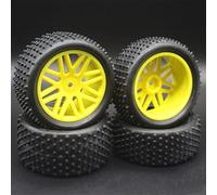 XEBRAD Pneus et Roues de Voiture Tout-Terrain à l'échelle 1/10 RC 4 pièces, for HSP, 94166/94107/94106 66020(Yellow)