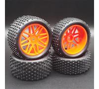 XEBRAD Pneus et Roues de Voiture Tout-Terrain à l'échelle 1/10 RC 4 pièces, for HSP, 94166/94107/94106 66020(Rot)