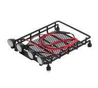 XEBRAD Porte-Bagages de Toit Grande Taille, Moyenne et Petite, avec Feux Ronds/quadrillés, for Voiture sur chenilles Axial, SCX10 1/10 RC Galerie de Toit pour Voiture Miniature(Small Quadrate 1)