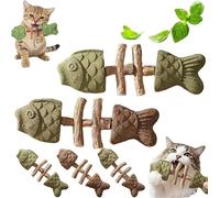 Xebular Jouet à mâcher dentaire créatif en forme d'os de poisson pour chat - Herbe à chat naturelle et bâton de nettoyage des dents de vigne, répare la santé dentaire du chat, outil de soins des dents