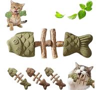 Xebular Jouet à mâcher dentaire créatif en forme d'os de poisson pour chat - Herbe à chat naturelle et bâton de nettoyage des dents de vigne, répare la santé dentaire du chat, outil de soins des dents