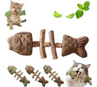 Xebular Jouet à mâcher dentaire créatif en forme d'os de poisson pour chat - Herbe à chat naturelle et bâton de nettoyage des dents de vigne, répare la santé dentaire du chat, outil de soins des dents