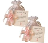 Xebular Lot de 2 câlins de poche pour la sensibilisation au cancer du sein - Ruban rose - Soulage la pression du traitement et inspire les patients à surmonter la maladie pour un souvenir décoratif (2
