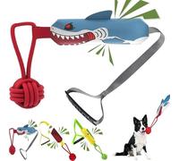Xebular Shark Tug of War Dog Toy, Interactive Heavy Duty Pull Squeaky Rope Toys for Aggressive Chewers, Squeaky Dog Tug Toy for Outdoor Training, Boredom Relief (Shark)