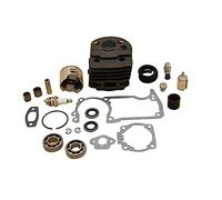 XEDLAMP Kit de joint roulement vilebrequin piston cylindre NIKASIL 46MM, for Husqvarna, 51 55 , for Rancher, pièces tronçonneuse avec soupape décompression Cylindre de tondeuse à gazon