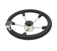 XEDLAMP Volant de bateau Marine Destroyer à 5 branches 13-1/2 po avec poignée en mousse noire Plaque de commande de gouvernail