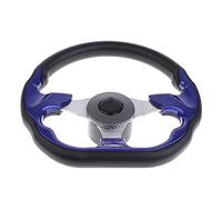 XEDLAMP Volant de rechange en aluminium style bataille 320 mm for bateau ponton sport marin, poignée mousse souple, accessoires voiture bleus Plaque de commande de gouvernail