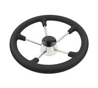 XEDLAMP Volant marin en acier inoxydable de 13-1/2 po avec poignée mousse noire, accessoires for bateau, arbre 3/4 Plaque de commande de gouvernail