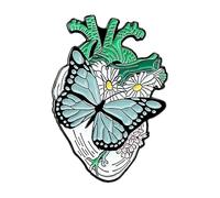 XEDZ Broche en émail en forme de cœur avec rose, interrupteur, champignon, papillon, océan, cœur, dessin animé, métal, badge, punk, Normale, Métal non précieux