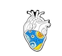 XEDZ Broche en émail en forme de cœur avec rose, interrupteur, champignon, papillon, océan, cœur, dessin animé, métal, badge, punk, Normale, Métal non précieux