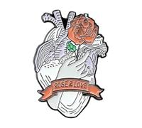 XEDZ Broche en émail en forme de cœur avec rose, interrupteur, champignon, papillon, océan, cœur, dessin animé, métal, badge, punk, Normale, Métal non précieux