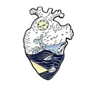 XEDZ Broche en émail en forme de cœur avec rose, interrupteur, champignon, papillon, océan, cœur, dessin animé, métal, badge, punk, Normale, Métal non précieux