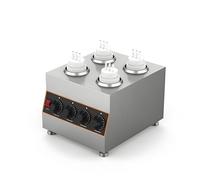 XEEAOFE Chauffeur de Sauce Commercial sur Plan de Travail, Distributeur Électrique pour Fromage, Sauce Chocolat, Chocolat, 640W Acier Inoxydable avec 4 Bouteilles de 650ml