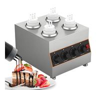 XEEAOFE Distributeur-Chauffeur de Sauce Électrique avec 4 * 650ml Bouteilles, Chauffeur Commercial sur Plan de Travail pour Sauce Chocolat, Fromage Nacho, Ketchup, Chocolat