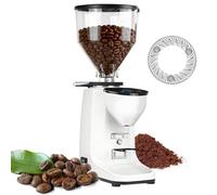 XEEAOFE Moulin à Café Électrique avec Meule Plate de 60mm, 19 Réglages de Mouture Précise & Grande Trémie de 500g, Moulin à Meules à Écran Tactile LED pour Expresso, Filtre et French Press White