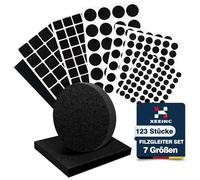 XEEINC Patins pour Meubles 123 Pièces, Patin Chaise Auto-adhésifs, Tampon Chaise Meuble avec 7 Tailles, Patin Feutre pour Meubles 3mm d'épaisseur - Noir