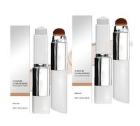 XEERUN 2PCS Color Changing Foundation Stick, 2 En 1 Fond de Teint Stick avec pinceau, Full Coverage Concealer, Rème de Recouvrement Légère Longue Durée, pour Tous Les, Peau Foncée