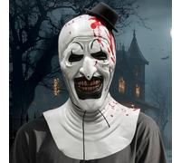 XEERUN Art The Clown Mas, Masque de clown terrifiant, accessoire de cosplay, accessoire de costume de terrifiant, masque effrayant pour les amateurs d'horreur adultes, hommes et femmes, 45 x 32 x 26