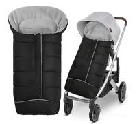 XEERUN Chancelière universelle pour poussette avec cordon de serrage, chaude, imperméable, coupe-vent, confortable, avec fermeture éclair, doublure en polaire, lavable, pour poussette nouveau-né, noir