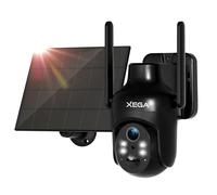 Xega 2,4GHz Caméra Surveillance WiFi Extérieure, Solaire Caméra sans Fil, Vision Nocturne Couleur 3MP, HD PTZ IP Caméra, Détection Mouvement PIR, Étanche IP66, Audio Bidirectionnel