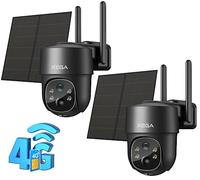 Xega【2 Pièces】3G/4G LTE Caméra Surveillance Solaire avec Carte Sim, 2K HD 4G Caméra Extérieure sans Fil inclinable à 355°/90°, Caméra de Surveillance sans WiFi, Vision Nocturne,Détection de Mouvement