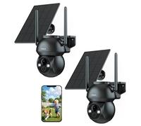 Xega 2 Pièces Camera Solaire Exterieur WiFi sans Fil, 2K PTZ IP Camera Surveillance Vision Nocturne Colorée, Détection Humaine PIR, Étanche IP66, Audio Bidirectionnel Alerte instantanée, Cloud/TF