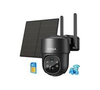 Xega 3G/4G LTE Caméra Surveillance Solaire avec Carte Sim, 2K HD 4G Caméra Extérieure sans Fil inclinable à 355°/90°, Caméra de Surveillance sans WiFi, Vision Nocturne, Détection de Mouvement, IP66 [C