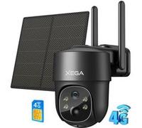 Xega 3G/4G LTE 2K Caméra Surveillance Solaire Extérieure sans Fil 5W Panneau Solaire 9000mAh Batterie Carte SIM