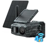 Xega 4G Caméra Extérieure avec Carte SIM et 2 Panneaux Solaire,sans WiFi | 2K Camera Chasse,9600mAh Batterie,Détection Mouvement,Vision Nocturne sans Lumière,Rotation 200°,Alerte Via App,IP66,Cloud/TF